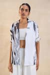 Buy_Vedika M_White Cotton, Linen Open Neck Designer Jellyfish Everyday Pant Set _Online_at_Aza_Fashions