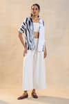 Buy_Vedika M_White Cotton, Linen Open Neck Designer Jellyfish Everyday Pant Set _at_Aza_Fashions