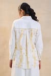 Shop_Vedika M_White Linen Embroidery Collared Sundowner Flex Shirt _at_Aza_Fashions