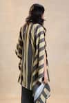 Shop_Vedika M_Multi Color Linen Round Neck Striped Noon Kaftan Top _at_Aza_Fashions