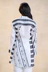 Shop_Vedika M_Black Cotton, Linen Collared Chevron Shell Shirt _at_Aza_Fashions