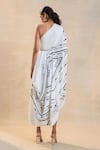 Shop_Vedika M_Black Satin One Shoulder Chevron Draped Dress _at_Aza_Fashions