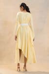 Shop_Vedika M_Yellow Round Neck Sunshine Drape Dress With Belt _at_Aza_Fashions