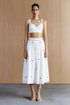 Buy_Mellowdrama_White Cotton Embroidery Schiffli Embellished Midi Skirt _at_Aza_Fashions