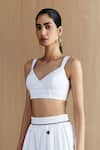 Mellowdrama_White Cotton Embroidery Schiffli Embellished Midi Skirt _Online_at_Aza_Fashions