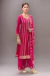 Buy Samyukta Singhania Pink Denim, Silk, Satin, Chiffon Zari, Cut Work, Jacquard Panel Kurta Pant Set at Aza Fashions Buy_Samyukta Singhania_Pink Denim, Silk, Satin, Chiffon Zari, Cut Work, Jacquard Panel Kurta Pant Set_at_Aza_Fashions