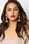Buy_Ode Jewels_Blue Gold Peacock Motif Dangler Earrings _at_Aza_Fashions
