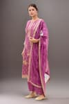 Buy_Samyukta Singhania_Pink Kurta Tissue Silk Woven Floral Round Neck Bloom Pattern Pant Set _at_Aza_Fashions