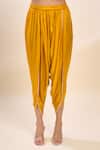 Sheetal Batra_Mustard Embroidery Round Neck Kurta And Dhoti Pant Set _Online_at_Aza_Fashions