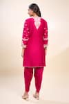 Shop_Sheetal Batra_Pink Embroidery Round Neck Hot Kurta And Set _at_Aza_Fashions