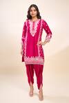 Buy_Sheetal Batra_Pink Embroidery Round Neck Hot Kurta And Set 