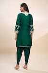 Shop_Sheetal Batra_Emerald Green Embroidery Round Neck Kurta And Dhoti Set _at_Aza_Fashions