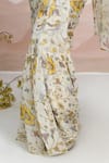 Buy_BAISE GABA_Beige Chiffon V-neck Sundrenched Ruffle Saree Set _Online_at_Aza_Fashions