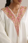 Shop_Wazir C_White Satin Embroidery V-neck Nargis Abaya _Online_at_Aza_Fashions