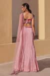Shop_Label Moni K_Lavender Organza, Satin, Net Embroidery Round Neck Fusion Lehenga Set _at_Aza_Fashions
