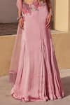 Shop_Label Moni K_Lavender Organza, Satin, Net Embroidery Round Neck Fusion Lehenga Set _Online_at_Aza_Fashions
