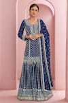 Buy_Samyukta Singhania_Blue Georgete Embroidered Sequin Round Straight Kurta Sharara Set _at_Aza_Fashions