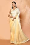 Buy_Samyukta Singhania_Yellow Satin Stones Sunset Ombre Saree With Running Blouse_at_Aza_Fashions