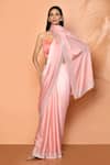 Buy_Samyukta Singhania_Peach Satin Embellished Stones Border Ombre Saree With Running Blouse _Online_at_Aza_Fashions