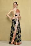 Buy_Samyukta Singhania_Black Pure Chiffon Georgette Woven Floral Floret Saree With Running Blouse _Online_at_Aza_Fashions
