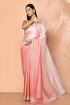 Buy_Samyukta Singhania_Pink Satin Embellished Stones Pastel Ombre Saree With Running Blouse _at_Aza_Fashions