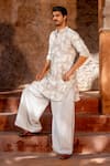 Buy_NAFS_Gray Chanderi, Tussar, Silk Applique Embroidered Kurta Set _at_Aza_Fashions