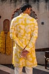 NAFS_Yellow Chanderi Applique, Embroidery Floral Kurta Set _Online_at_Aza_Fashions