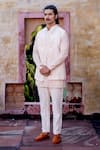 Shop_NAFS_Pink Chanderi Embroidery Dusty Floral Kurta Set _Online_at_Aza_Fashions