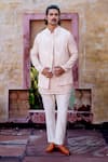 Buy_NAFS_Pink Chanderi Embroidery Dusty Floral Kurta Set _at_Aza_Fashions