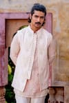 Buy_NAFS_Pink Chanderi Embroidery Dusty Floral Kurta Set 