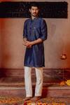 Buy_NAFS_Blue Chanderi Mirrors Indigo Work Kurta Set _at_Aza_Fashions