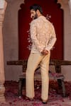 Shop_NAFS_Cream Chanderi, Satin, Linen Embroidery Coffee Kurta Set _at_Aza_Fashions
