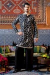 Buy_NAFS_Black Chanderi, Silk, Tussar Embroidery Thread Kurta Set _at_Aza_Fashions
