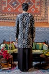 Shop_NAFS_Black Chanderi, Silk, Tussar Embroidery Thread Kurta Set _at_Aza_Fashions