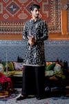 Buy_NAFS_Black Chanderi, Silk, Tussar Embroidery Thread Kurta Set _Online_at_Aza_Fashions