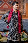 Shop_NAFS_Black Chanderi, Silk, Tussar Embroidery Thread Kurta Set _Online_at_Aza_Fashions