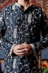 NAFS_Black Chanderi, Silk, Tussar Embroidery Thread Kurta Set _at_Aza_Fashions
