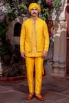 NAFS_Yellow Chanderi Embroidery Brocade Kurta Pant Set _at_Aza_Fashions