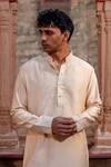 Shop_NAFS_Cream Chanderi, Tussar, Silk Embroidery Dori Work Kurta Set _at_Aza_Fashions
