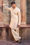 Buy_NAFS_Cream Chanderi, Tussar, Silk Embroidery Dori Work Kurta Set _at_Aza_Fashions