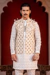 NAFS_Ivory Chanderi Zari Embroidered Kurta Set _Online_at_Aza_Fashions