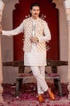 Shop_NAFS_Ivory Chanderi Zari Embroidered Kurta Set _at_Aza_Fashions