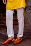 NAFS_Yellow Chanderi Mirrors Work Kurta Set _Online_at_Aza_Fashions