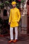 Buy_NAFS_Yellow Chanderi Mirrors Work Kurta Set _at_Aza_Fashions