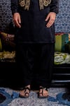 Buy_NAFS_Black Tussar, Silk Embroidery, Mirrors Kurta Set _Online_at_Aza_Fashions