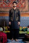 Buy_NAFS_Black Tussar, Silk Embroidery, Mirrors Kurta Set 