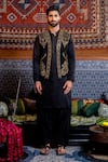 NAFS_Black Tussar, Silk Embroidery, Mirrors Kurta Set _Online