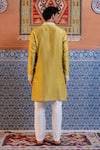 Shop_NAFS_Olive Green Chanderi Mirrors Work Kurta Set _at_Aza_Fashions