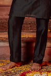 NAFS_Black Chanderi Mirror Work Kurta Set _Online_at_Aza_Fashions