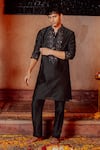 Buy_NAFS_Black Chanderi Mirror Work Kurta Set _at_Aza_Fashions